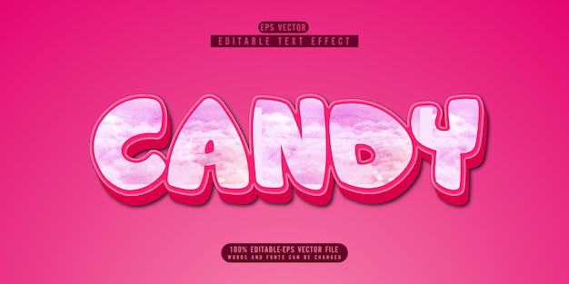 Editable text effect in cute candy layer effect style