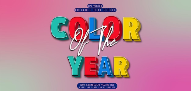 Vector editable text effect in cute color of the year layer effect style