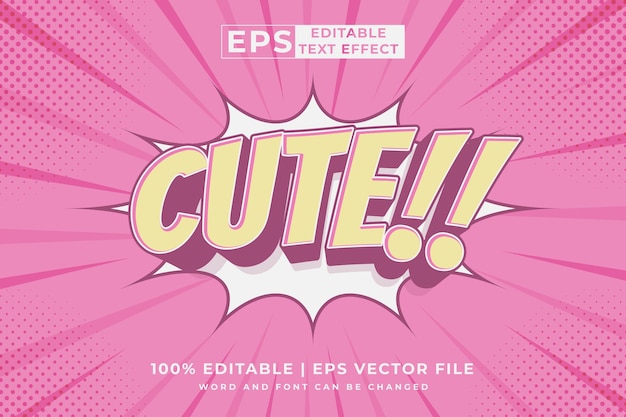 Editable text effect Cute Comic 3d cartoon template style premium vector