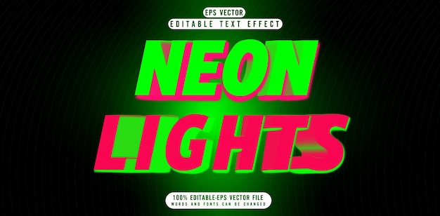 Editable text effect in cute neon light style