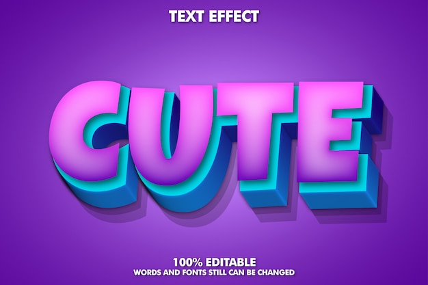 Editable text effect, cute text effect for cartoon sticker