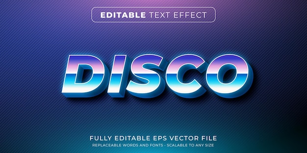 Editable text effect in disco club retro style