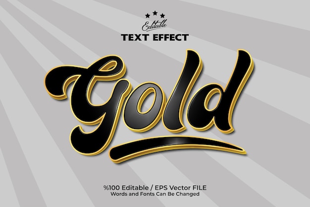 Editable text effect Editable Gold text Black background