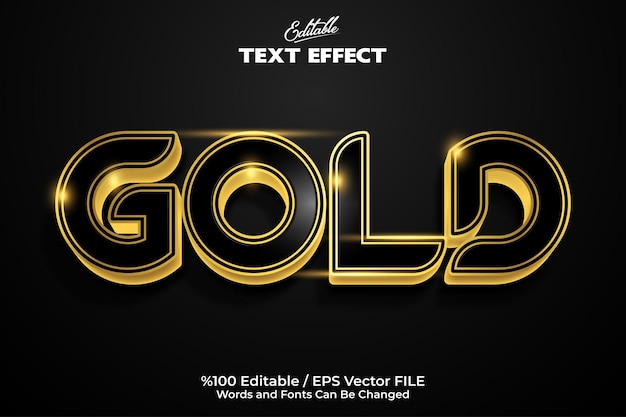 Editable text effect Editable Gold text Black background