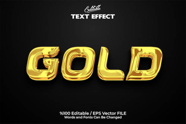 Editable text effect Editable Gold text Black background