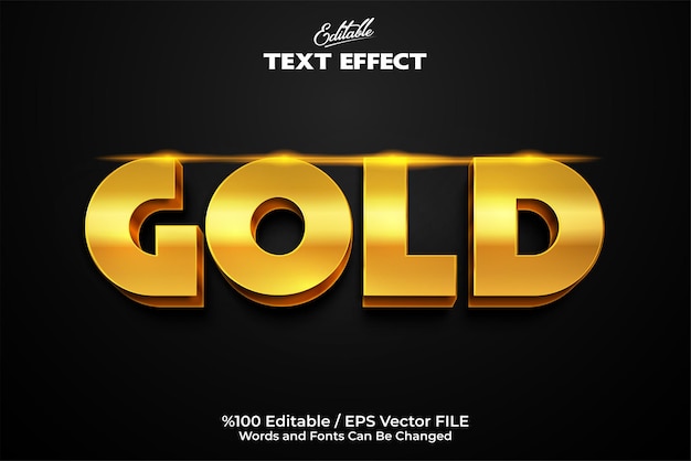 Editable text effect Editable Gold text Black background