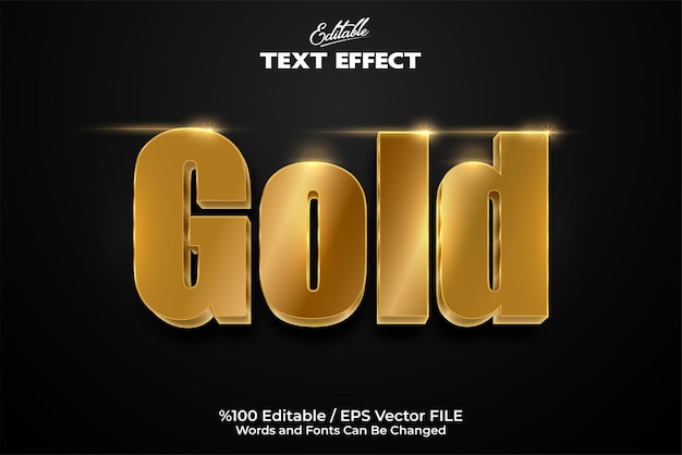 Editable text effect Editable Gold text Black background