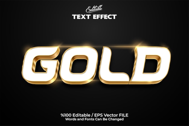 Editable text effect Editable Gold text Black background