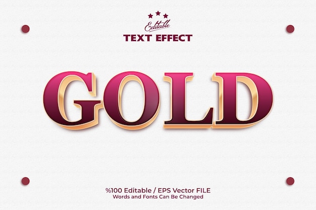 Editable text effect Editable Gold text Whiite background