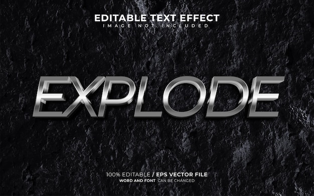 Editable Text Effect Explode 3D Metallic and Shiny Font Style