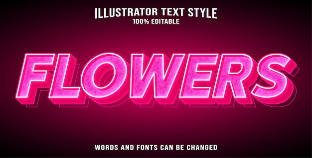 Editable text effect flowers