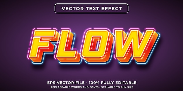 Editable text effect in flowing neon lights style