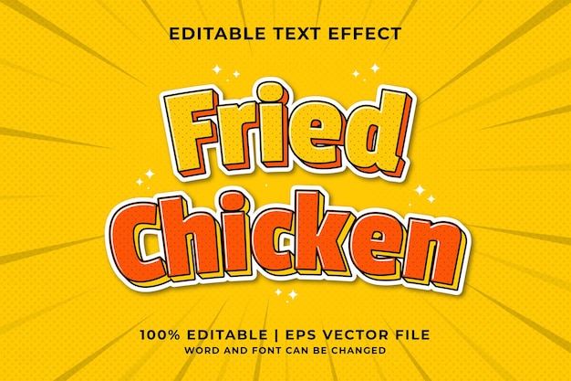 Editable text effect - Fried Chicken Cartoon template style premium vector