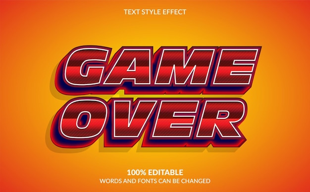 Editable text effect Game over text style