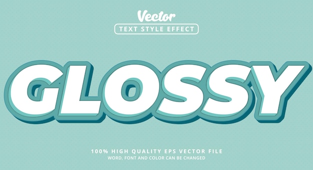 Editable text effect Glossy on layered white and blue color style