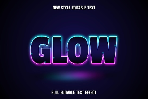 Editable text effect glow color blue and pink