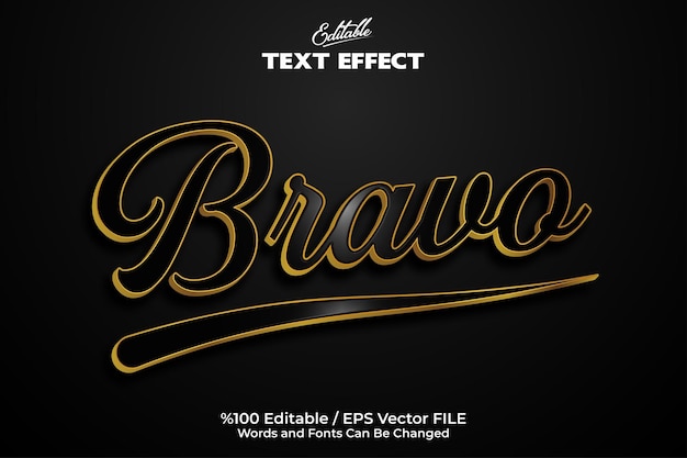 Editable text effect Gold style editable Bravo text effect