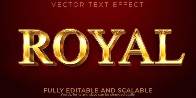 Editable text effect golden, 3d royal and shiny font style