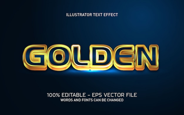 Editable text effect, Golden 3d style illustrations