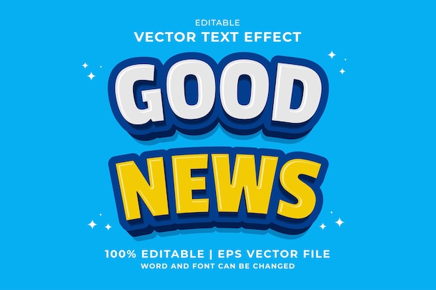 Editable text effect Good News 3d Cartoon template style premium vector