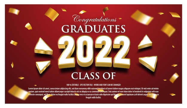 Editable text effect graduate 2022 with luxurious style