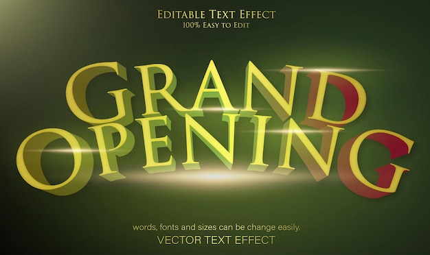 Editable Text Effect Grand Opening vector