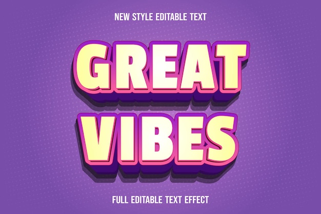 Editable text effect great vibes color yellow and purple