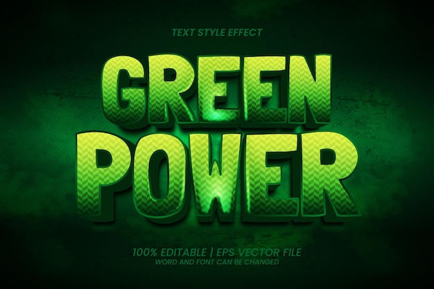 Editable Text Effect Green Power 3D Gaming Style