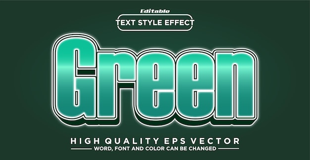 Editable text effect Green text style concept