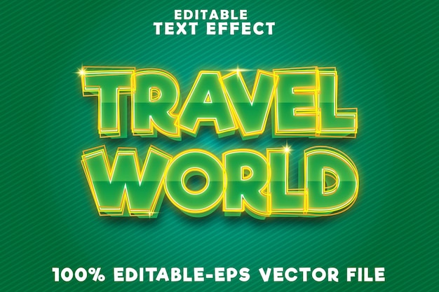 Editable text effect green travel world with modern style