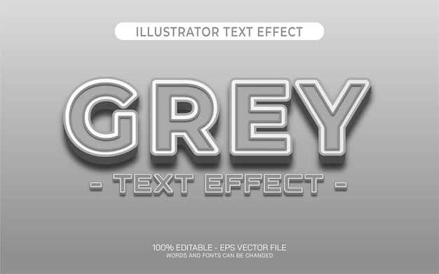 Editable text effect, Grey style 