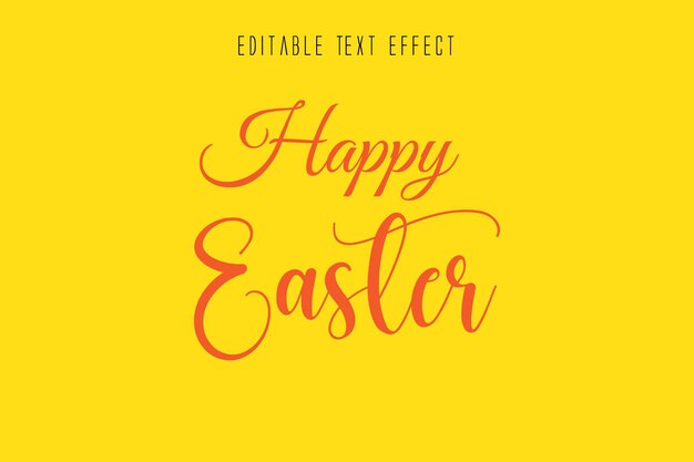 Editable text effect happy Easter on yellow background