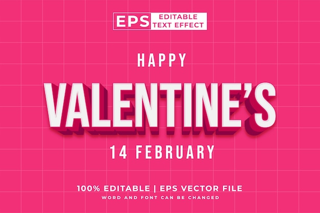 Editable text effect Happy Valentine39s Day 3d template style premium vector