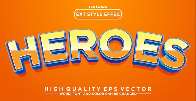 Editable text effect Heroes theme concept