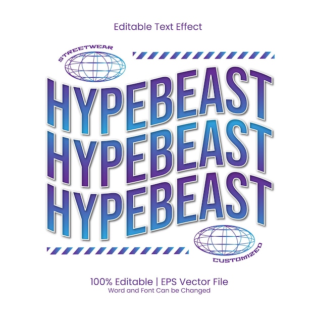 Vector editable text effect hypebeast tshirt design street fashion style