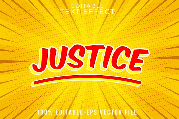 Editable text effect justice with super comic style