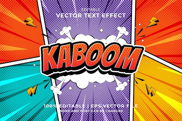 Editable text effect Kaboom 3d Cartoon Comic style premium vector