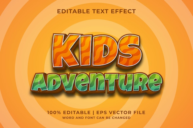 Editable text effect - Kids Adventure template style premium vector