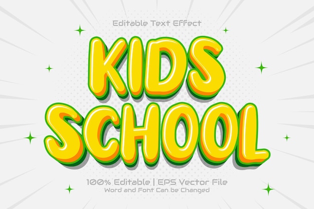 Editable text effect Kids School 3D Flat cartoon style