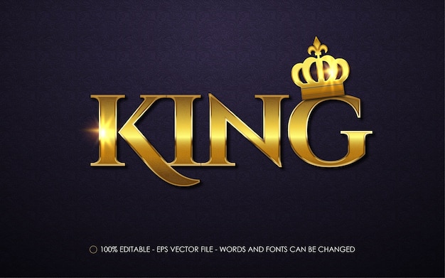 Editable text effect King style illustrations