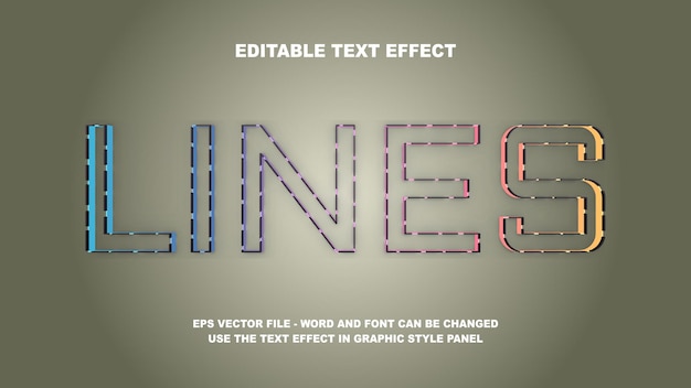 Vector editable text effect lines 3d vector template