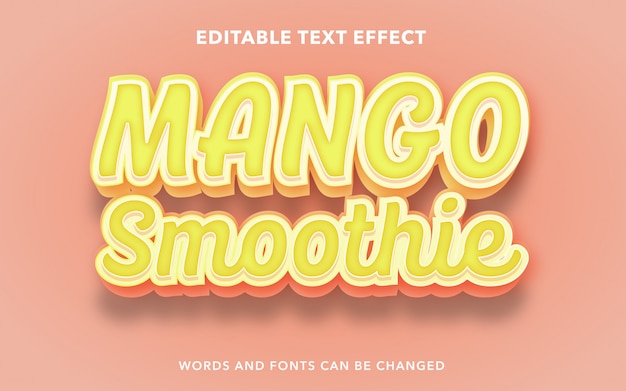 Editable text effect for mango smoothie text style