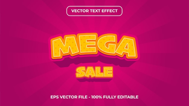 Editable text effect mega sale cartoon 3d template style