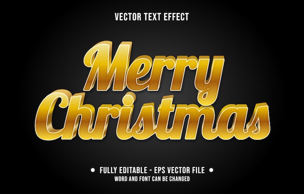 Editable text effect merry christmas gradient gold style