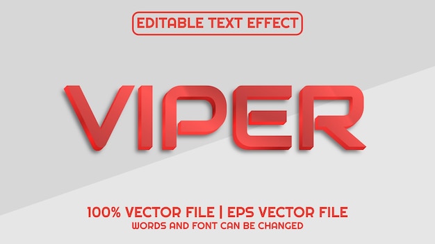 Editable text effect modern 3d viper and minimal font style