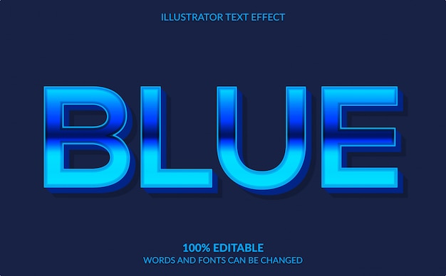 Editable Text Effect, Modern Blue Text Style