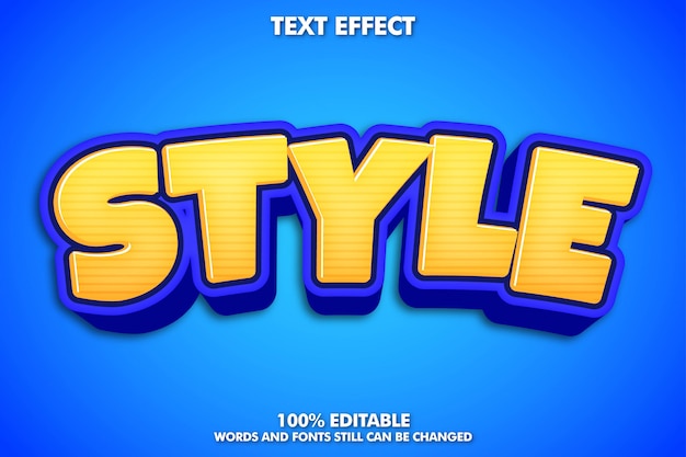 Editable text effect, modern cartoon text style