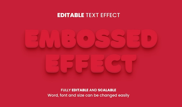 Editable text effect modern Embossed Effect and minimal font style Free Vector