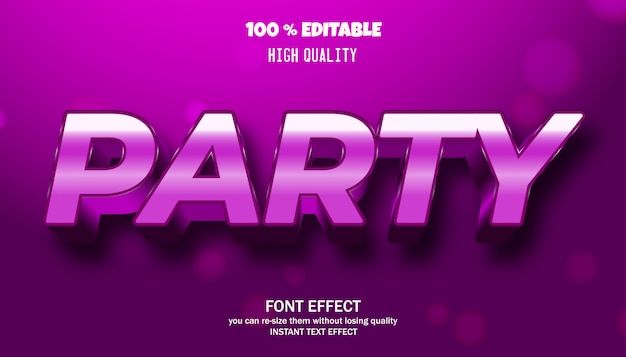 Editable text effect, modern styled 3D trendy font, party, nightclub style