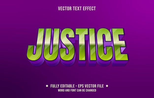 Editable Text effect modern super hero style justice word